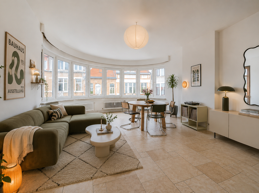 Gelegen op de 2e verdieping van een karaktervol gebouw, biedt dit appartement een oppervlakte van ongeveer 121 m² (volgens EPC) en beschikt het over e