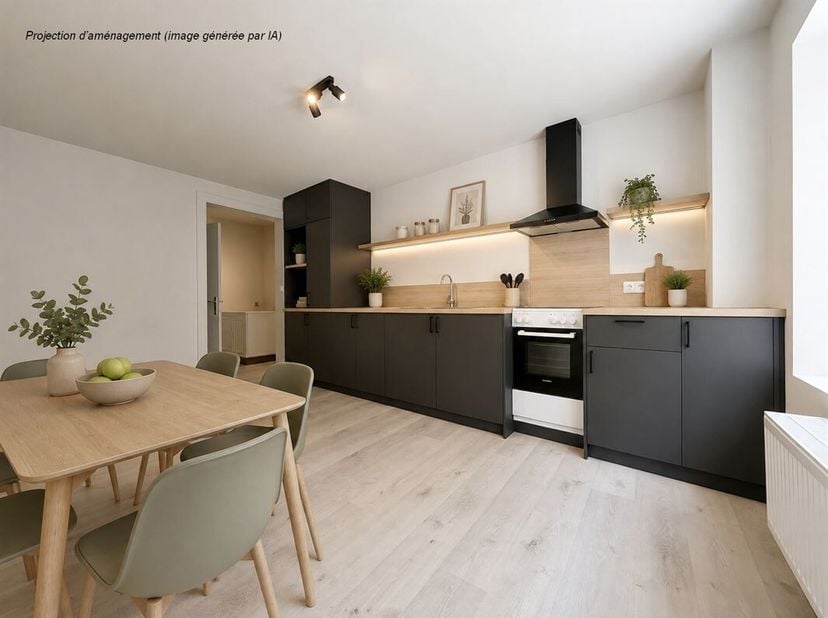 Bel appartement avec cour de 80m² entièrement rénové situé en plein centre de Tournai.<br />
Le bien comprend un hall d'entrée de 6m², un living de 16