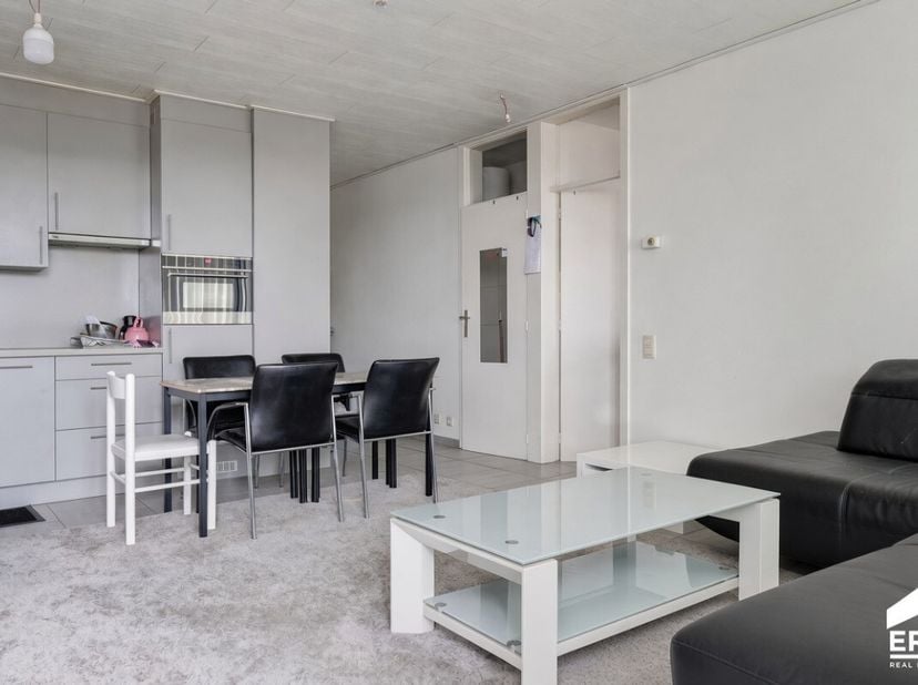 Appartement met één slaapkamer en terras, gelegen op een centrale locatie nabij het centrum van Hasselt en het station. Dit appartement van 46 m² (vol
