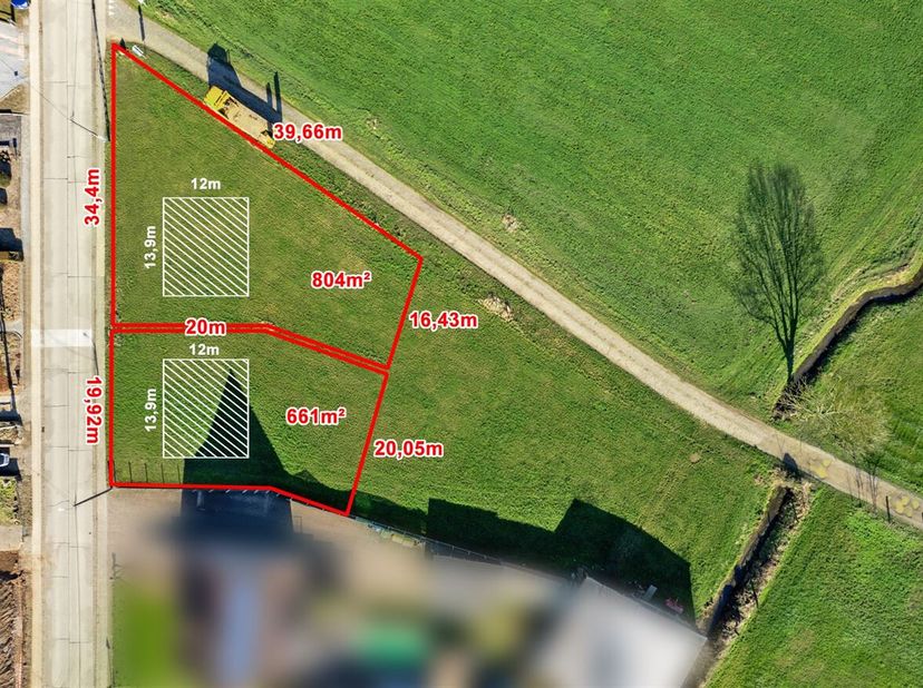 1.465 m² bouwgrond voor open bebouwing, verdeeld over twee loten in een goedgekeurde verkaveling in Aarschot. Deze aanbieding combineert lot 1 van 804