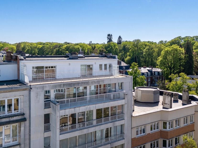 Gelegen in de onmiddellijke nabijheid van de Franklin Rooseveltlaan, met open zicht op het Ter Kamerenbos, duplex penthouse van ±330 m² op de 7e en 8e