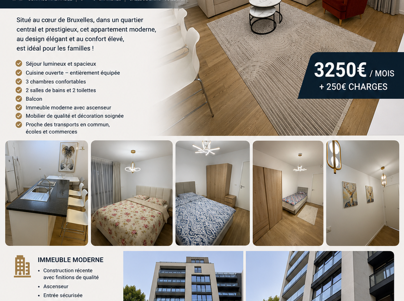 Situé au cœur de Bruxelles, in een centrale en prestigieux wijk, een modern appartement, een elegant design en een hoog comfort, het is ideaal voor ge