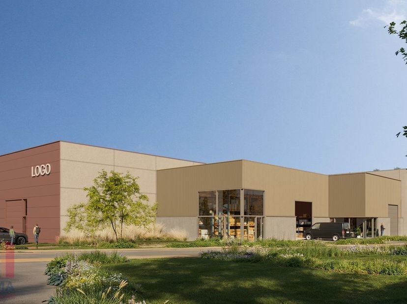 Nouveau bâtiment industriel comprenant 946 m² d’entrepôt, 186 m² de mezzanine et 13 places de parking privatives. Emplacement stratégique dans le tria