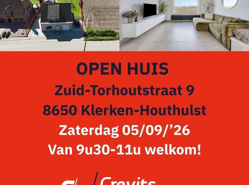 OPEN HUIS! Zaterdag 05/09/2026 van 9u30-11u iedereen welkom!! Géén inschrijving nodig!!<br />
<br />
Gelegen in de Zuid-Torhoutstraat te Klerken, op e