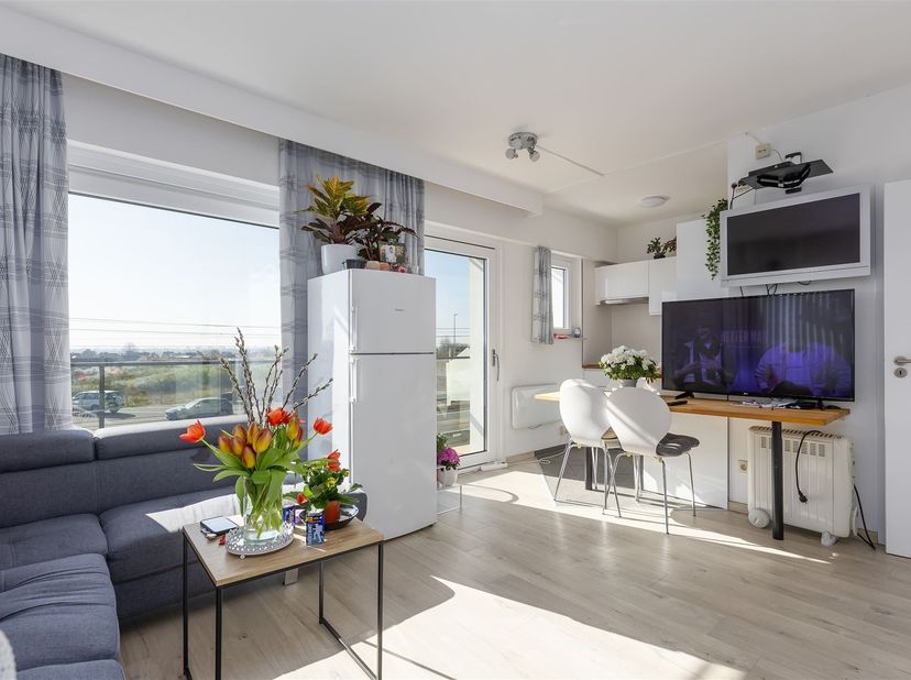 Instapklaar, gerenoveerd en gemeubeld appartement met zijdelings zeezicht en open zicht op beschermd duinengebied.  Indeling : inkomhal, apart toilet,