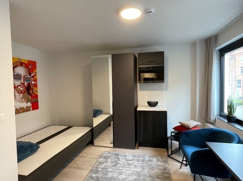 In het bruisende studentenstadje Leuven bevindt zich de residentie MAGRITTE, waar deze prachtige bemeubelde kamer te huur is. <br />
<br />
De student