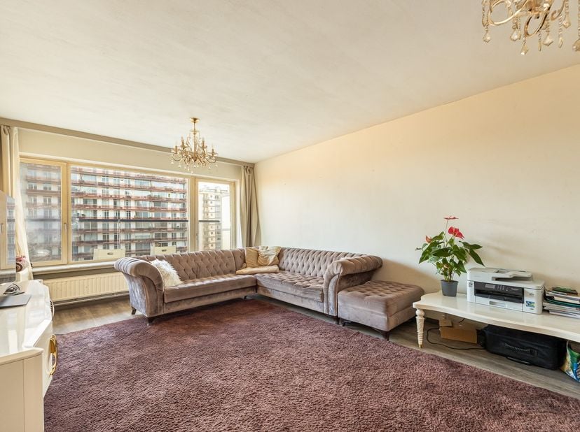 Dit op te frissen appartement is gelegen op de 9de verdieping van een verzorgd appartementsgebouw aan de Potvlietlaan in Berchem en geniet van een pra