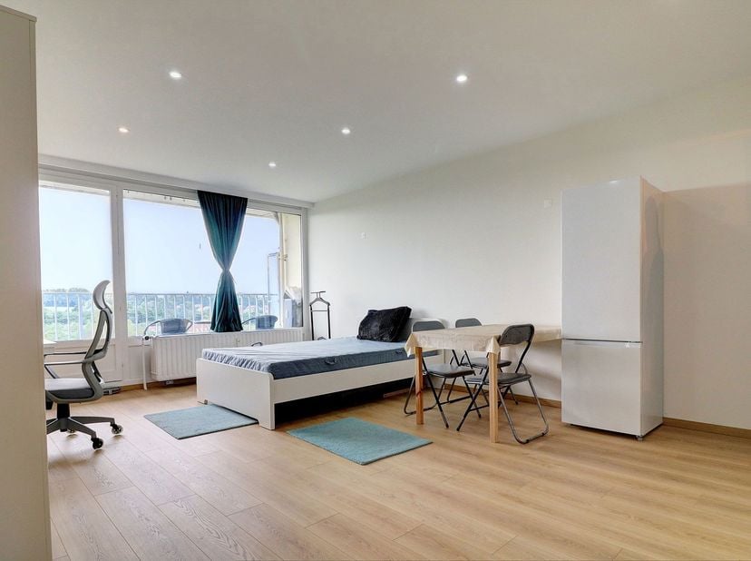 Schitterend gemeubileerd studio appartement van +- 31m² in perfecte staat bestaande uit:<br />
- een inkomhal (1,3m²)<br />
- een woonkamer van 26m² m