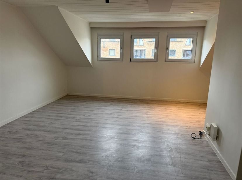 Vraag uw bezoek aan via info@optimusvastgoed.be!<br />
TE HUUR: Gerenoveerd dakappartement met 1 slaapkamer op topligging in het centrum van Hasselt!<