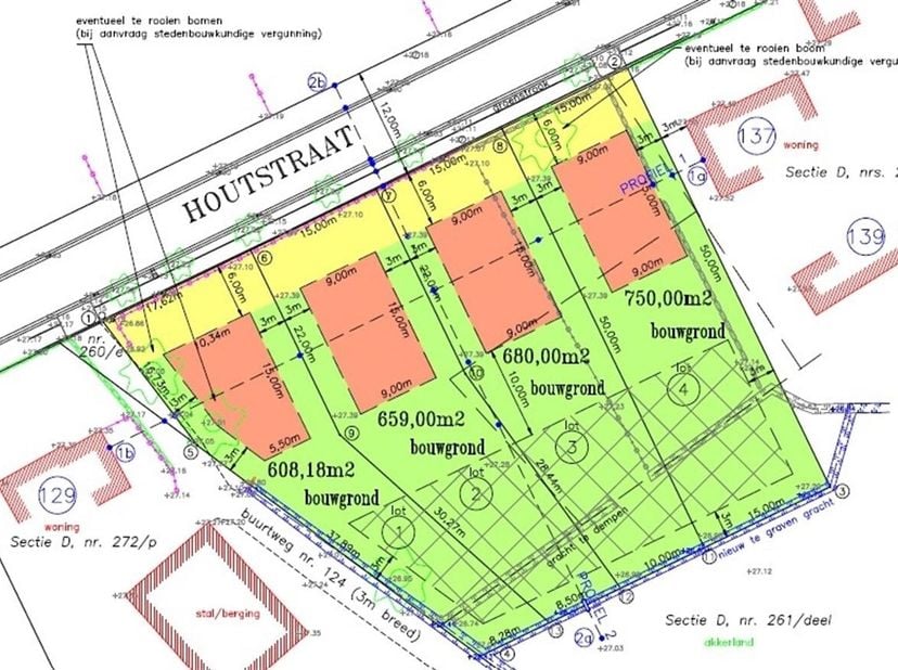 Bouwgrond geschikt voor een open bebouwing met een oppervlakte van meer dan 600 m² gelegen te Sint-Lenaarts<br />
Ligging: Landelijk gelegen op een st