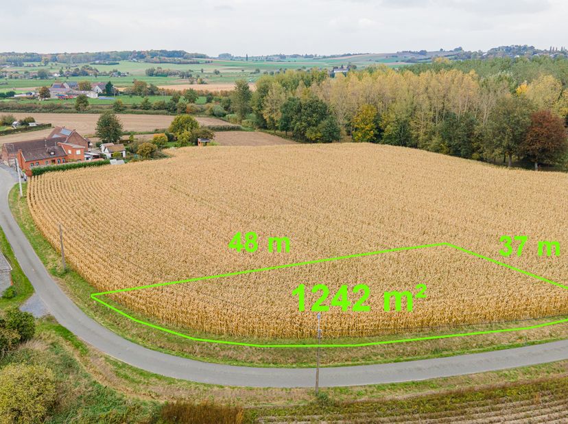Description :<br />
Situé à Havinnes, à moins de 10 minutes de Tournai, ce beau terrain à bâtir dune superficie totale de 1242 m² offre un cadre idéal