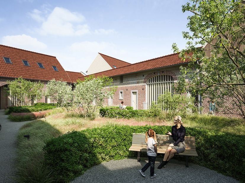 <br />
Indeling<br />
Op het gelijkvloers bevindt zich een inkomhal met gastentoilet, een lichtrijke leefruimte met open keuken, een praktische bergin