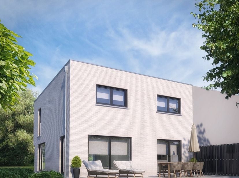 Nieuw te bouwen halfopen woning op een perceel van 6a05ca te Opperstraat, Heusden-Zolder. Dit is een doodlopend en dus zeer rustig straatje met veel g