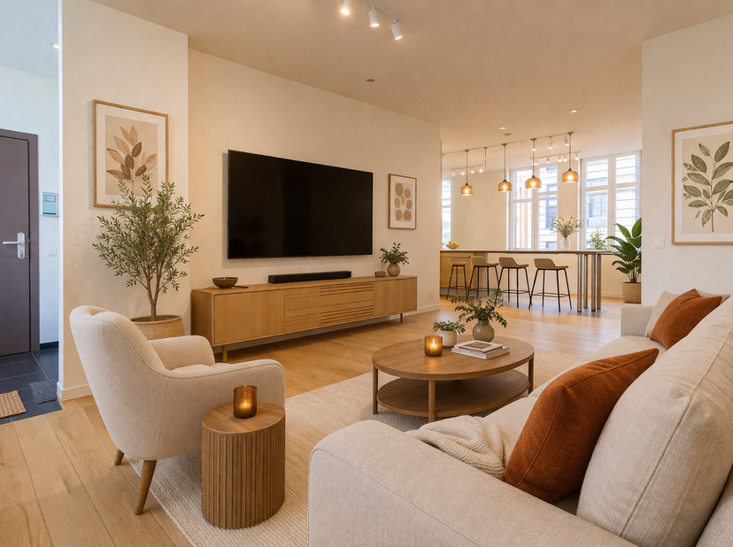 Namur – Rue Dewez | Appartement 3 chambres (2 chambres + bureau) ±123m² entièrement rénové – 2ème étage avec ascensuer et parking privatif<br />
Situé