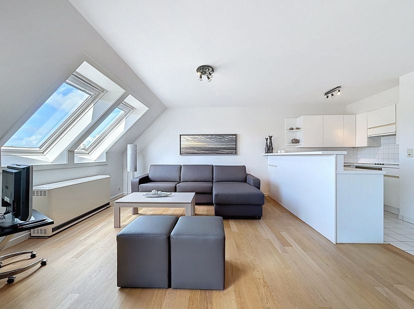 Cet appartement lumineux et prêt à emménager bénéficie d'un emplacement idéal, à quelques pas de la mer et du chenal de Nieuport-Bain.<br />
Il compre