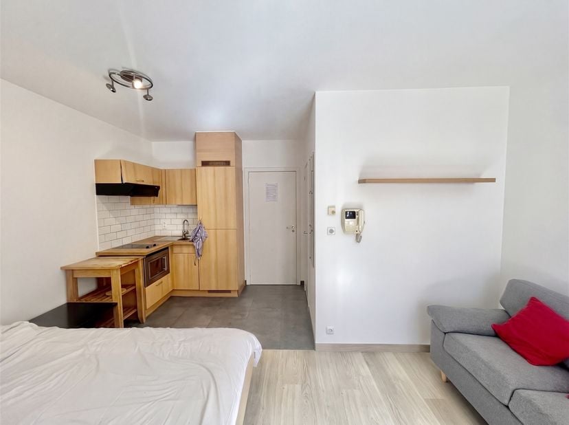 Deze volledig gerenoveerde en smaakvol gemeubelde studio is gelegen in de uitstekend onderhouden residentie "Europark" (bouwjaar 2000) en geniet van e