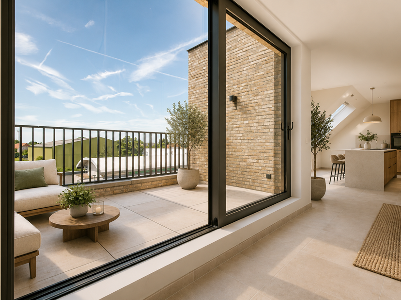 Dit knap nieuwbouwappartement (110m²) is gelegen op de tweede verdieping van nieuwbouwresidentie Moes Sjiek. Dit appartement omvat een ruime, lichtrij