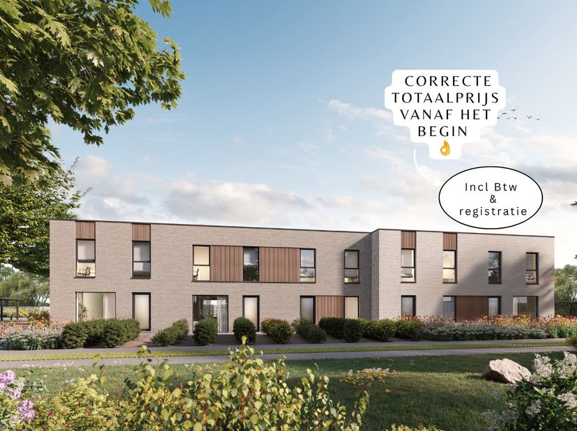 325.000 € voor een sleutel-op-de-deur BEN-nieuwbouwwoning met 3 slaapkamers inclusief parkeerplaats, grond, notariskosten, registratierechten, btw, ar