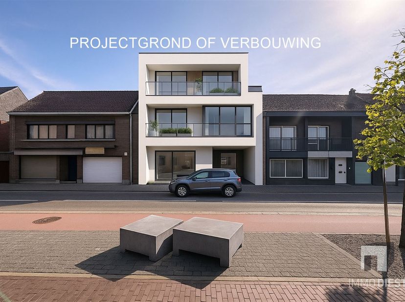 Projectgrond of verbouwing tot appartementen in Tessenderlo-Ham op een uitzonderlijke gunstige locatie, met een uitstekende ligging recht tegenover de