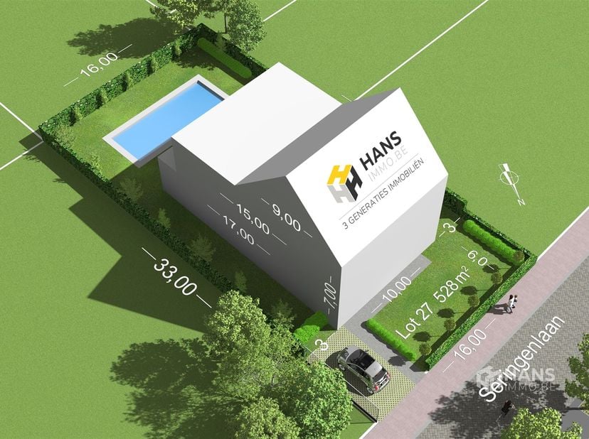 Grond van 528m² voor het bouwen van een 1 gezinswoning.  Perceel 16m op 33m. Gevel van 10m en diepte 17m. Bouwvoorschriften zijn aangevraagd bij de ge
