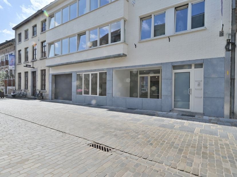 In de charmante Bleumerstraat, midden in het historische centrum van Maaseik, vinden we dit volledig gerenoveerde appartement met een bewoonbare opper