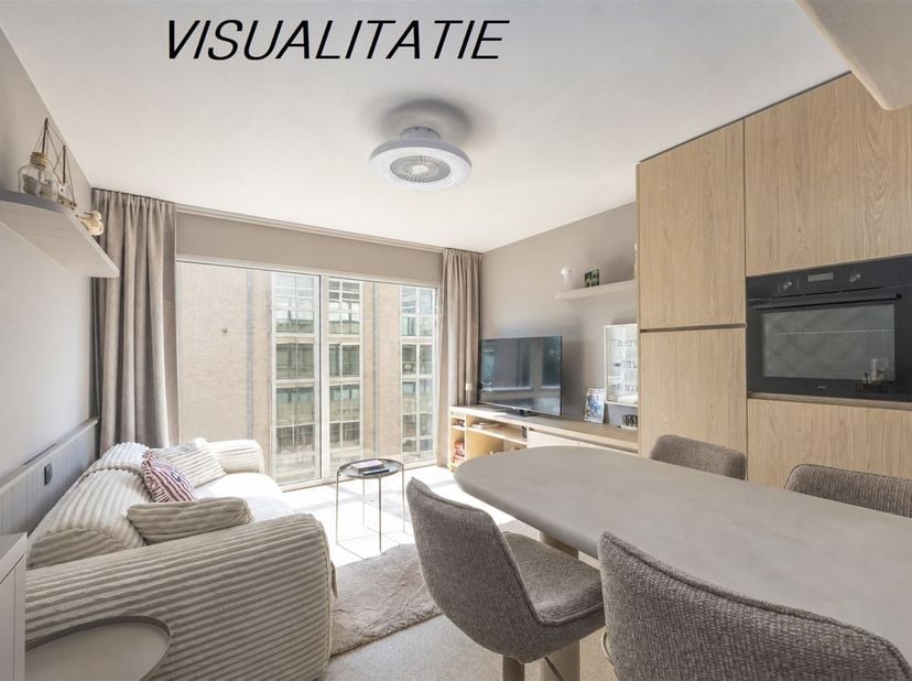 Een uitzonderlijk stijlvolle studio waar luxe, verfijning en wooncomfort perfect samenkomen. De volledige inrichting werd tot in het kleinste detail u