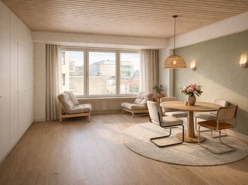 Dit aangename appartement biedt een praktische indeling en veel natuurlijk licht. De lichtrijke leefruimte met zijdelings zeezicht sluit naadloos aan