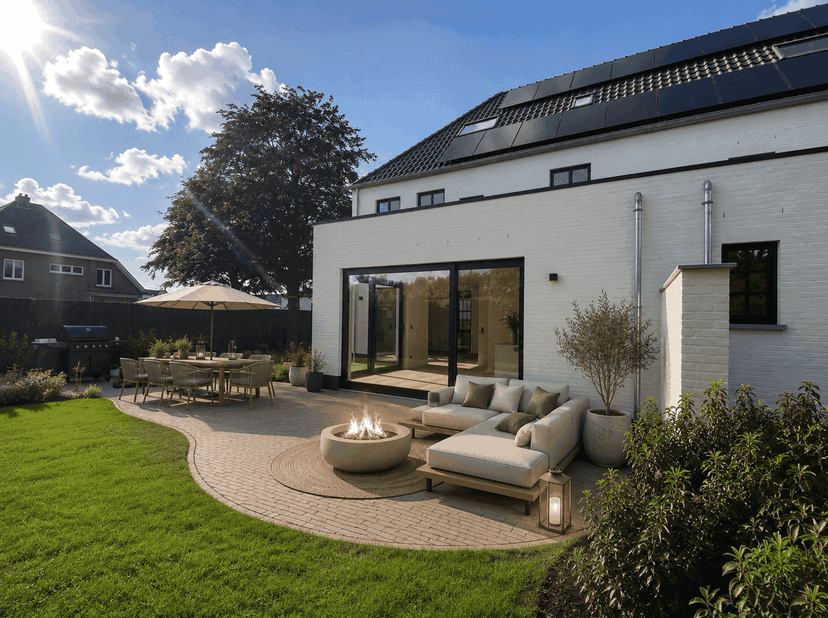 Ter info: Los meubilair, verlichting en gordijnen en inrichting zolderverdieping van de woningen is louter ter illustratie. Dit werd via AI opgemaakt.