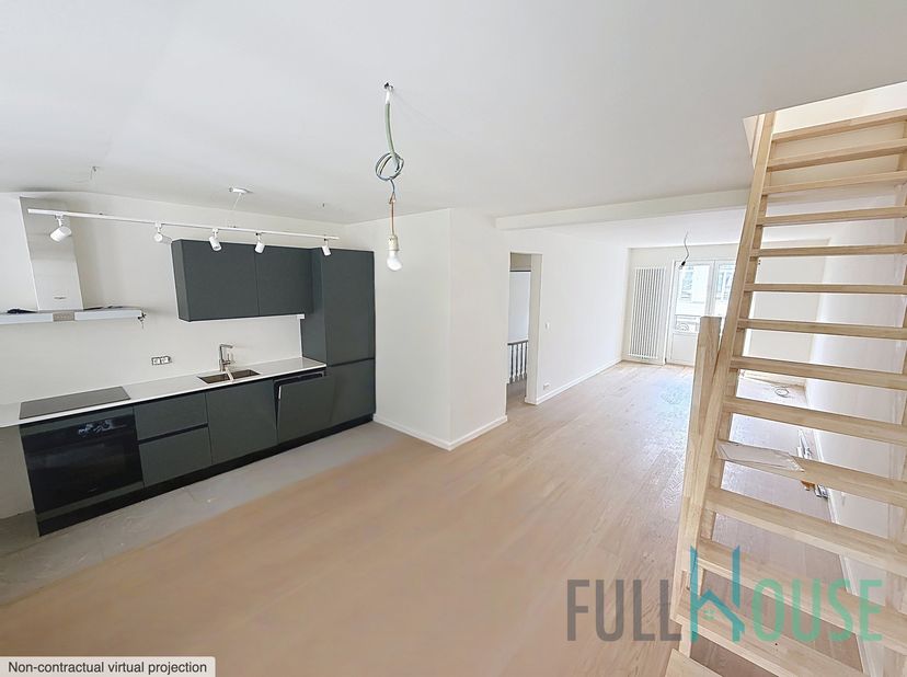 Dans le magnifique quartier de la place Brugmann, Duplex Penthouse (2 ème étage), superficie de 83 m2, spacieuse réception, cuisine séparée équipée,