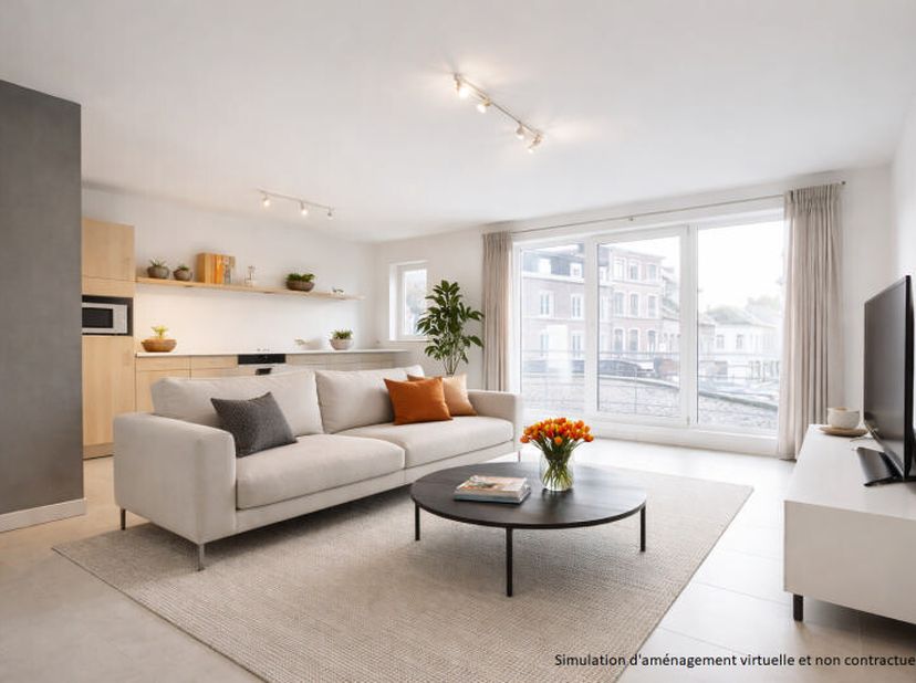 A Grivegnée bas, proche de toutes commodités, opportunité d'acquérir un appartement confortable (+/- 86 m² d'après PEB) entièrement rafraîchi avec emp