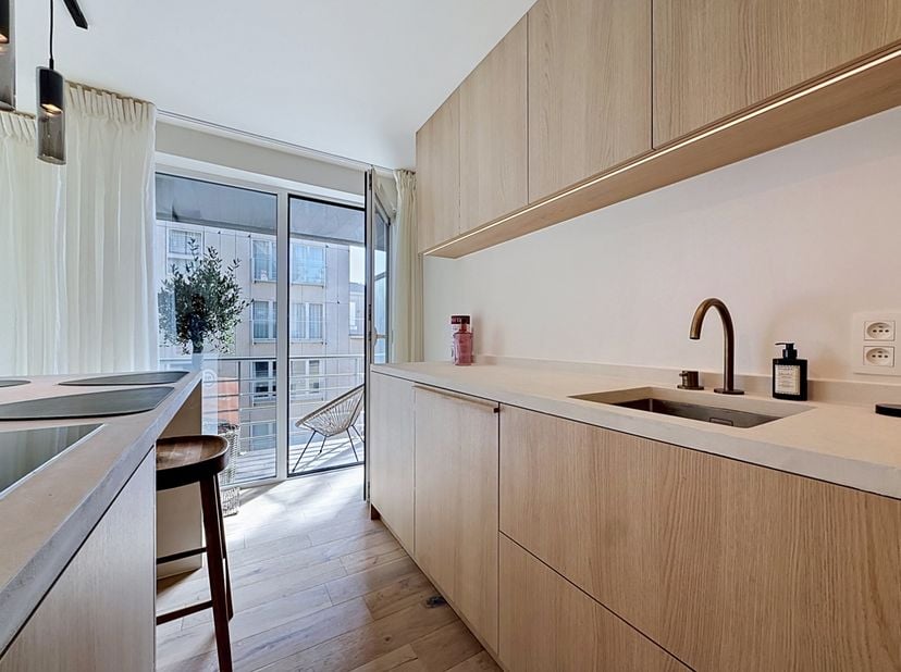 Schitterend gerenoveerd doorloopappartement met hoogwaardige afwerkingen op topligging te Nieuwpoort-Bad, gelegen in een zijstraat van de Zeedijk en o