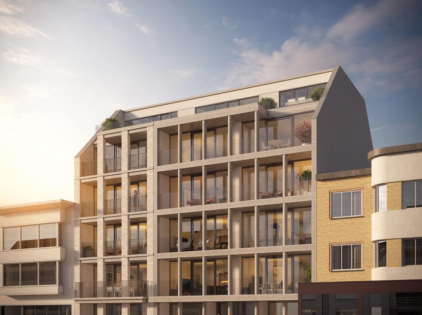 Dit nieuwbouwproject doet mee met de ERA Open Werf Dag op zaterdag 25 oktober van 14u tot 16u."Sint-Idesbald: nieuwbouwappartement met ruim zonneterra