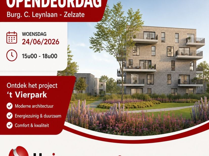 Bezoekdag woensdag 24 juni 2026 - tussen 15u en 18u. Kom langs en ontdek het nieuwbouwproject ‘t Vierpark<br />
<br />
Een uniek woonproject in een ru