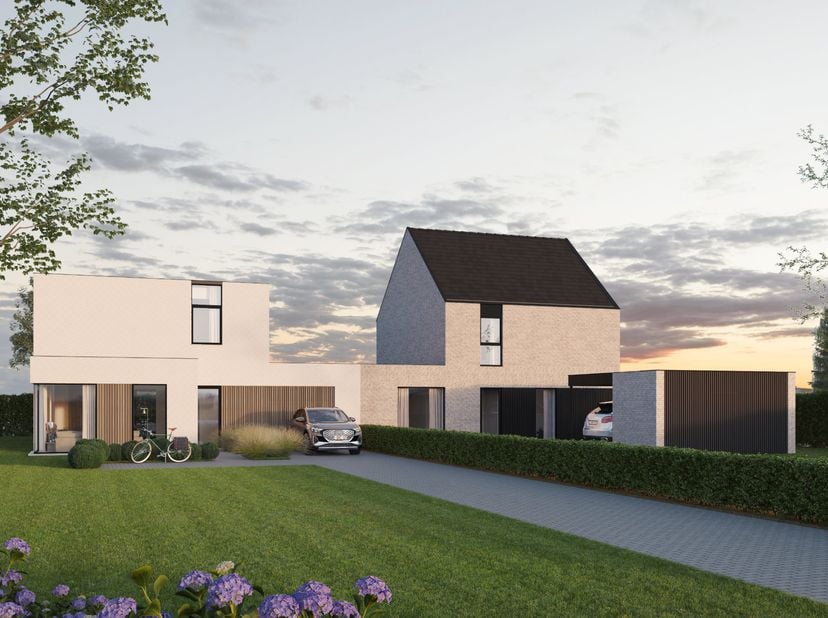 VASTE PRIJS - ENERGIEZUINIG - AFWERKING OP MAAT! In de Oostveldstraat (nr.203) stellen wij twee halfopen moderne nieuwbouwwoningen voor. Lot 3 wordt g