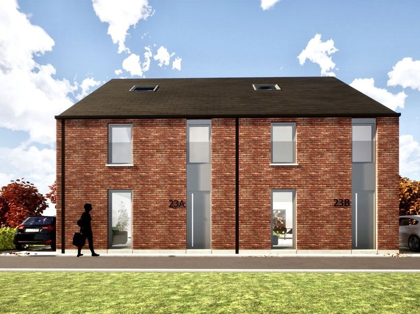 NOG TE BOUWEN: klassevolle kwalitatieve nieuwbouwwoning met TUIN. INDELING: inkomhal, toilet, lichtrijke grote leefruimte met open keuken, handige ber