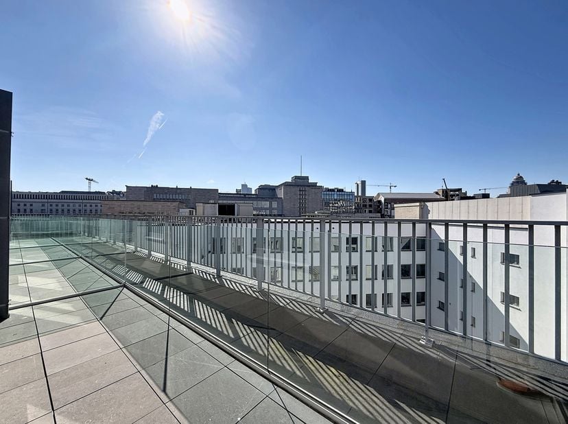 À proximité immédiate du Mont des Arts et de la Gare Centrale, cet appartement entièrement rénové en 2018 bénéficie d’un emplacement particulièrement