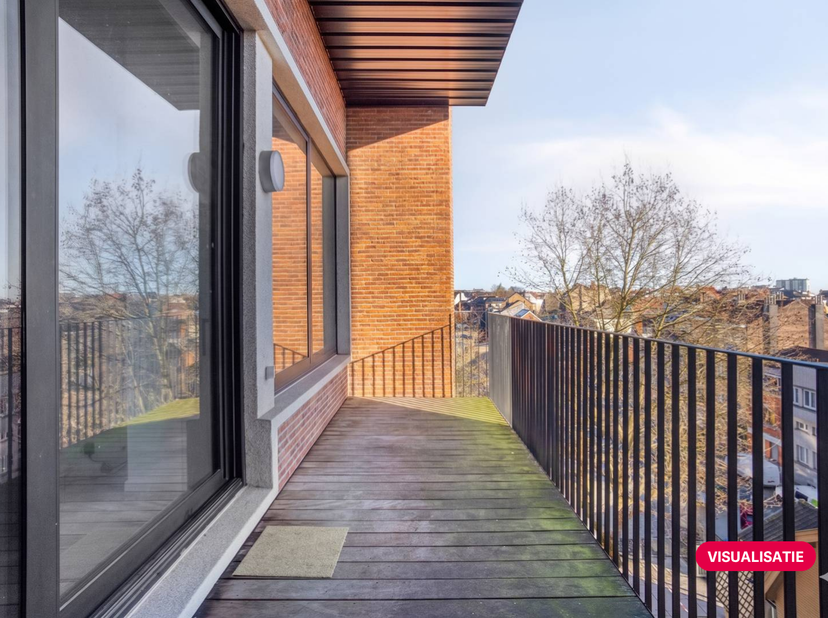 Appartement loft d'une chambre (75 m²) à vendre dans un ancien bâtiment d'usine situé à Anderlecht. Le bâtiment a été transformé en lofts et achevé en