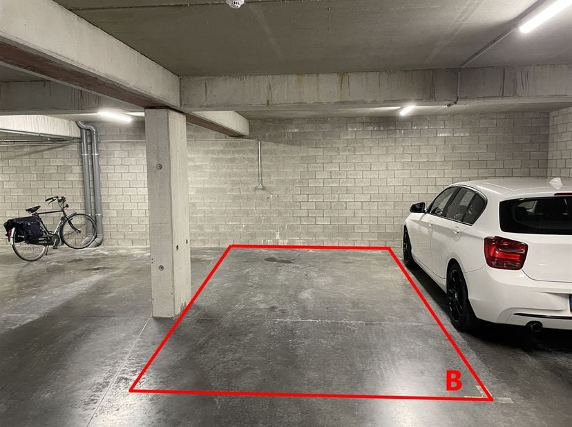 Deze twee autostaanplaatsen bevinden zich in een afgesloten, gelijkvloerse garage van een kleinschalig appartementsgebouw in de 's Boschstraat 13 in h