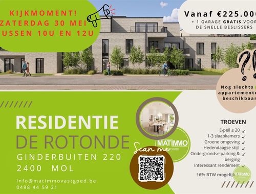                                         Appartement te koop in Mol, € 255.000
