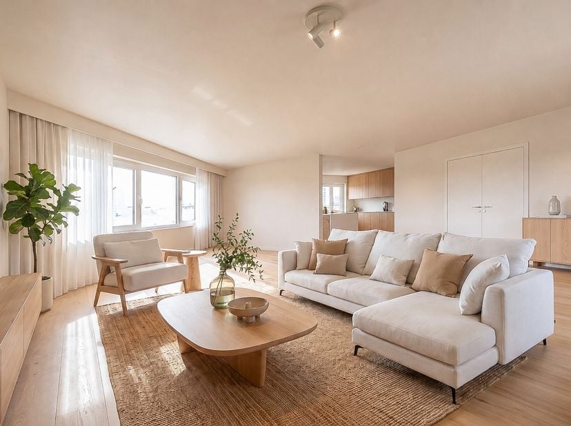 Dit zeer ruim en lichtrijk hoekappartement is gelegen op de derde verdieping (zonder lift) omgeven door mooie raampartijen. Bestaande uit: inkomhal me