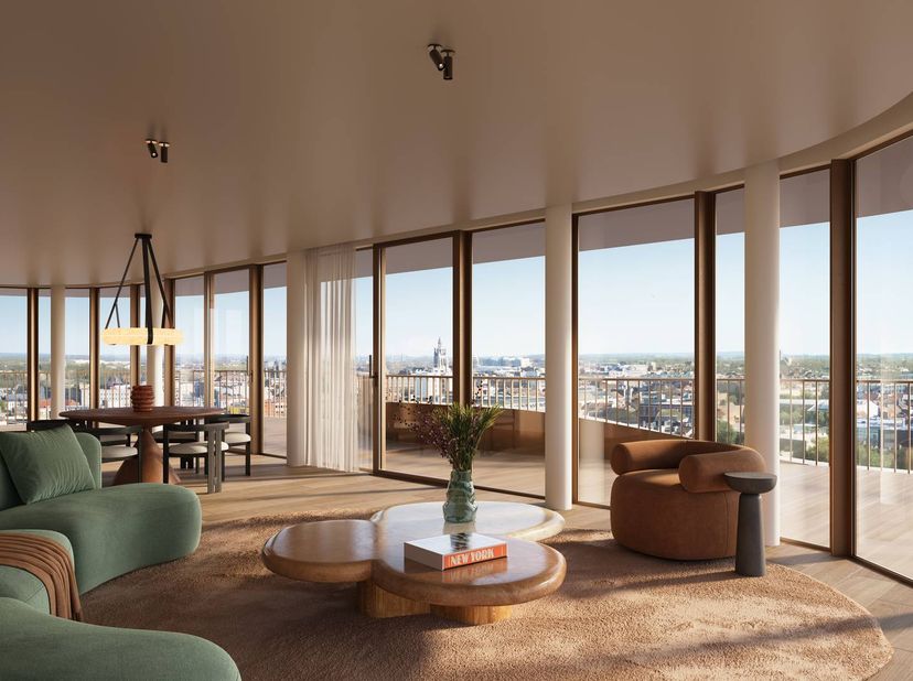 Ce penthouse allie une architecture emblématique à un emplacement privilégié sur les rives de la Lys, à quelques pas du centre animé de Courtrai. EVER