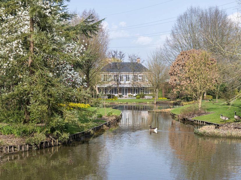 Verscholen in het groen en omringd door grote variëteit van bomen, zeldzame struiken en strak aangelegde hagen, ligt deze karaktervolle villa die rust