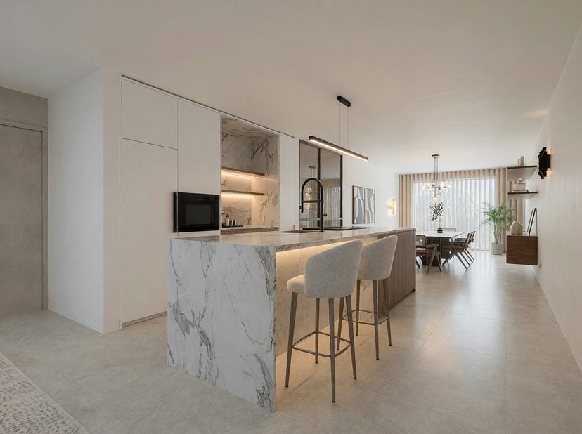 Appartement 1.3 is een stijlvol doorzonappartement op de eerste verdieping waar een doordachte indeling, veel natuurlijk licht en hoogwaardige afwerki