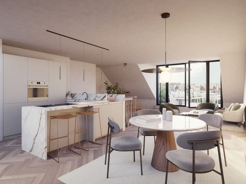 Cet appartement lumineux situé au troisième étage fait partie de Les Mélèzes, un projet neuf exceptionnel situé rue des Mélèzes à Ixelles. Avec une su