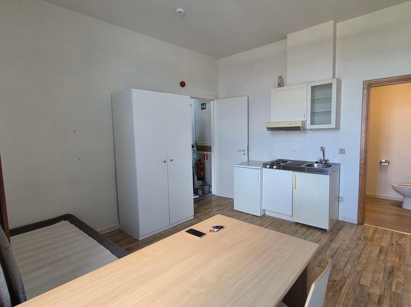 Ce studio compact est équipé d'une kitchenette et d'une salle de bains avec WC, douche et lavabo. Il est situé à l'arrière du bâtiment. Il s'agit d'un