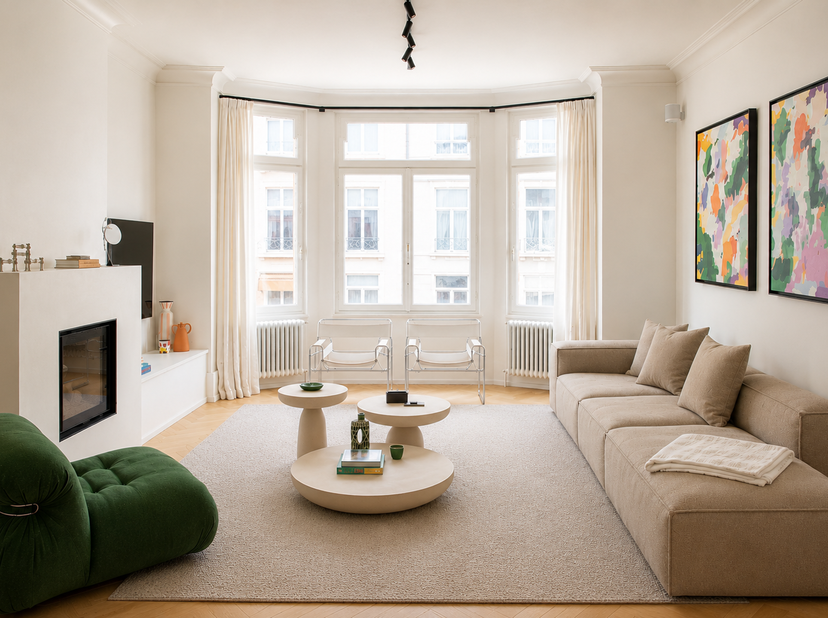 Dit prachtige gemeubileerde appartement van 135 m², ideaal gelegen aan het zeer gewilde Brugmannplein, in het hart van een van de meest prestigieuze w
