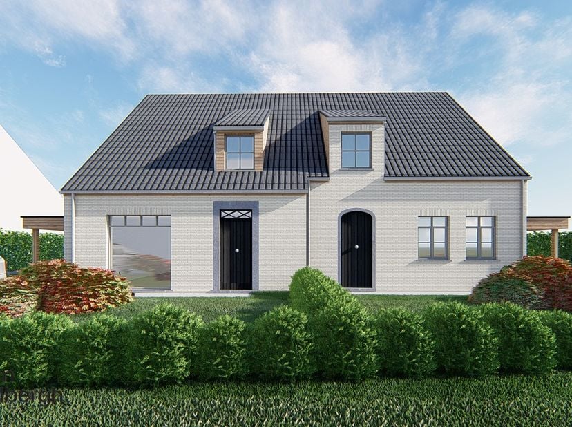 Gino Feys realiseert twee charmante nieuwbouwwoningen met een landelijke uitstraling in het rustige Hertsberge op een grondoppervlakte van 510,00 m² e