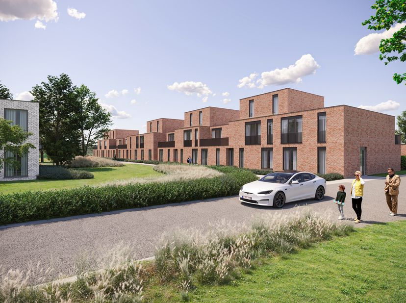 Appartement A103<br />
Duurzaam, mooi nieuwbouwappartement (88m²) met 2 slaapkamers en een terras gelegen in een groene parkomgeving in hartje Lommel.