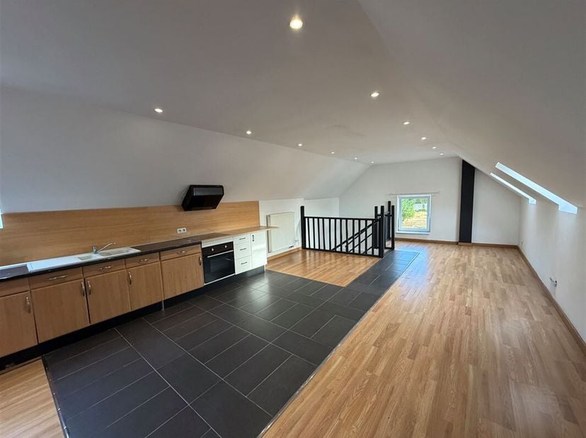 Appartement une chambre à louer à Bernissart. <br />
Le bien, situé au 1er étage, comprend : un spacieux living ouvert sur une cuisine semi-équipée (f