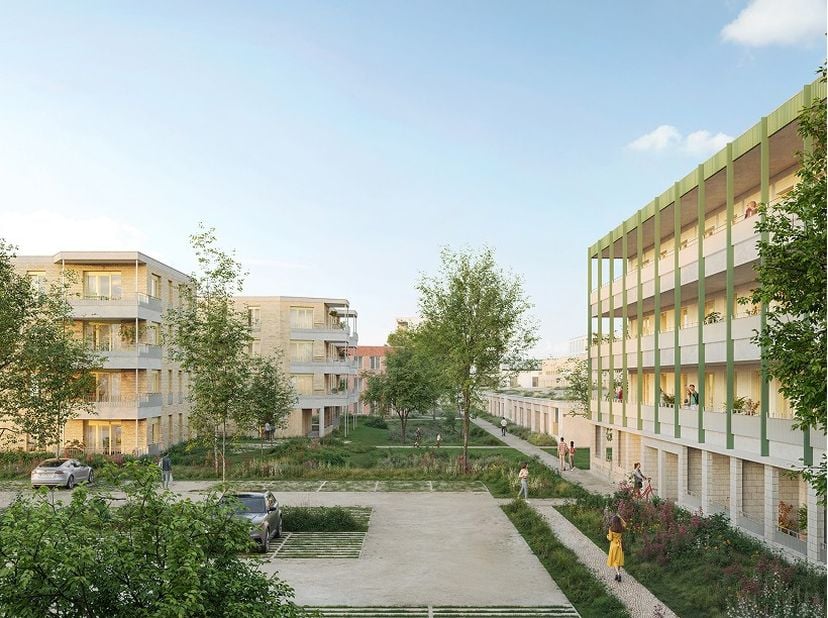 Dit appartement met twee slaapkamers is gelegen in het gebouw Lange op de duurzame Minerve site. Het appartement geniet van een zeer ruime leefruimte